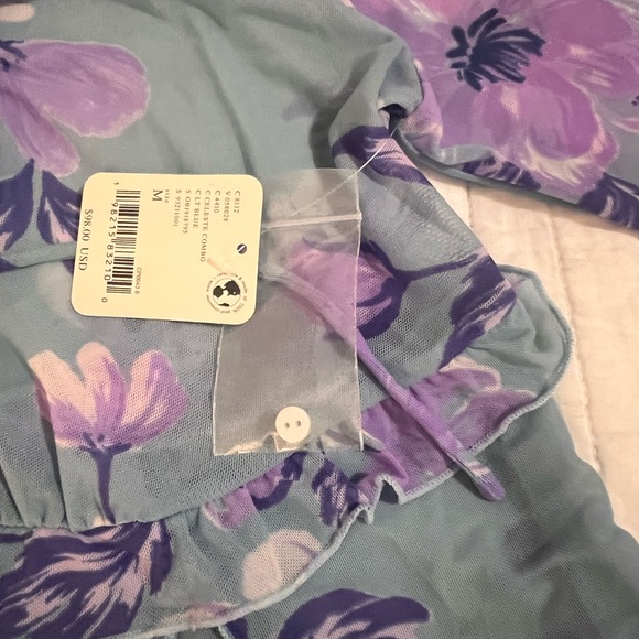 NWT Free People Blue Floral Blouse - Picture 4 of 7